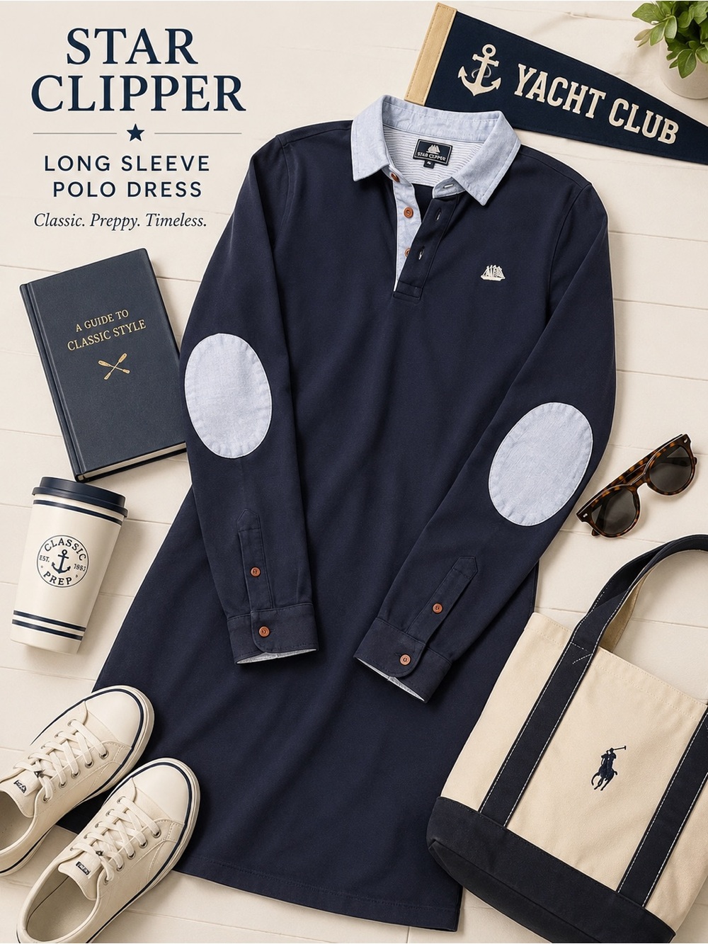Star Clipper long sleeve polo dress.